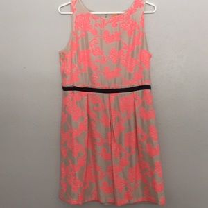 LOFT neon pink/tan dress